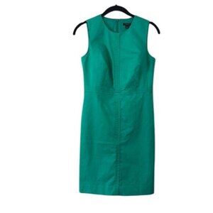 Ann Taylor Womens Green Sheath Dress 2P Petite Sleeveless Cotton Blend